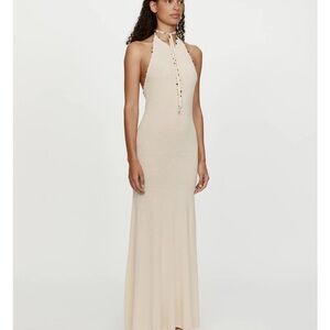 Christopher Esber Cream Halter Maxi Dress